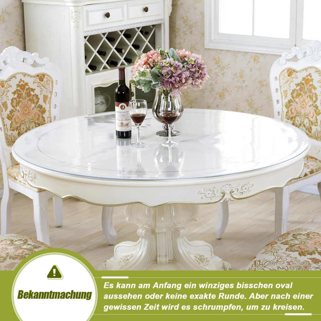 Copertura per tavolo rotonda in PVC, diametro 140 cm, trasparente, resistente ai graffi, tagliabile