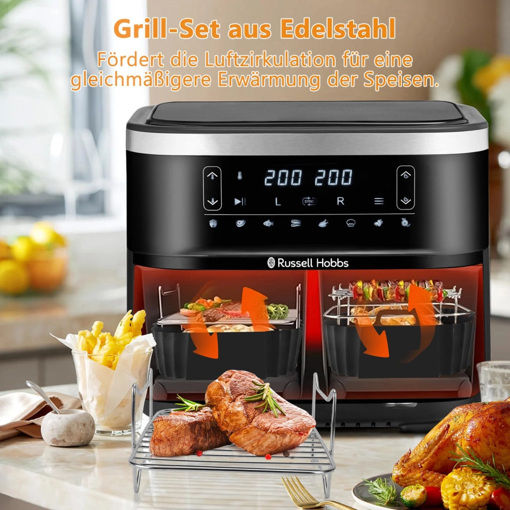 Accessori per friggitrice ad aria, 2 scomparti, 9 litri, silicone, senza BPA