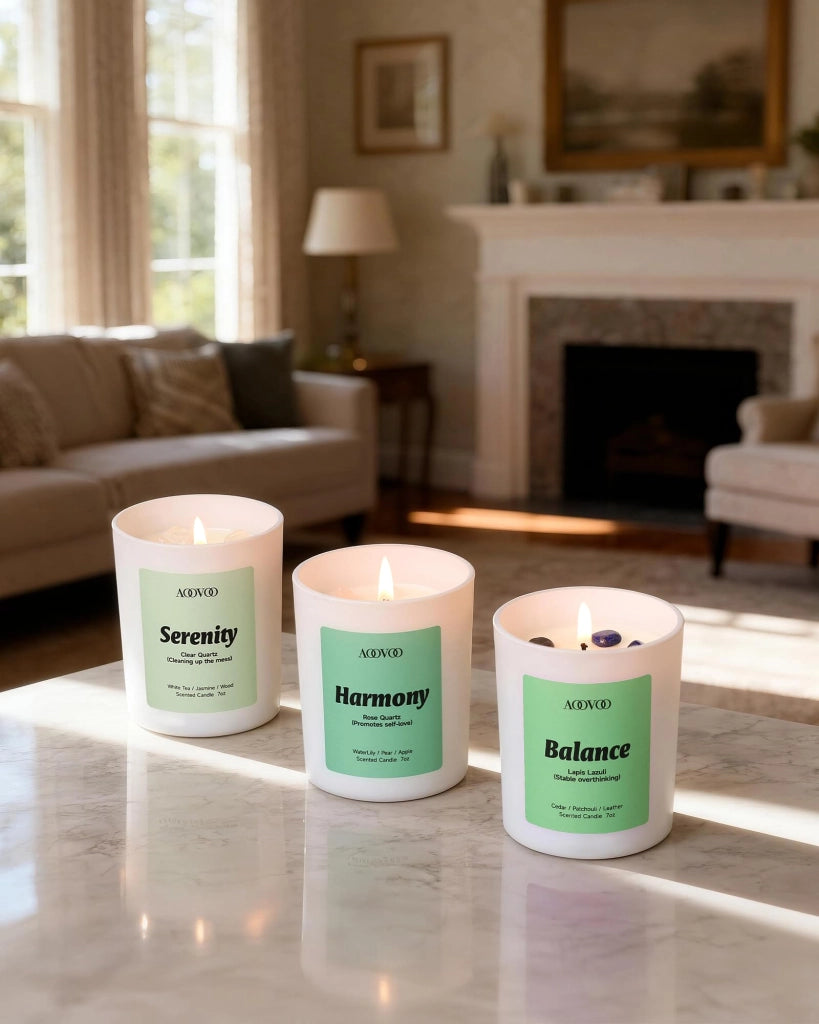 Set di candele profumate, 4 pezzi, 800 grammi, 200 ore di durata, profumazioni: lavanda, gelsomino, ninfea, patchouli
