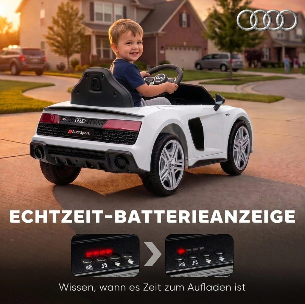 Audi R8 Spyder elettrica per bambini 12V bianca con telecomando