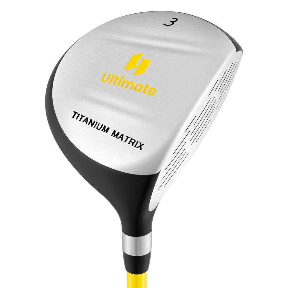 Mazza da Golf Legno Fairway #3 per Bambini 8-10 Anni 34 Pollici 165CC Asta in Fibra di Vetro Leggera Resistente con Copritesta Giallo