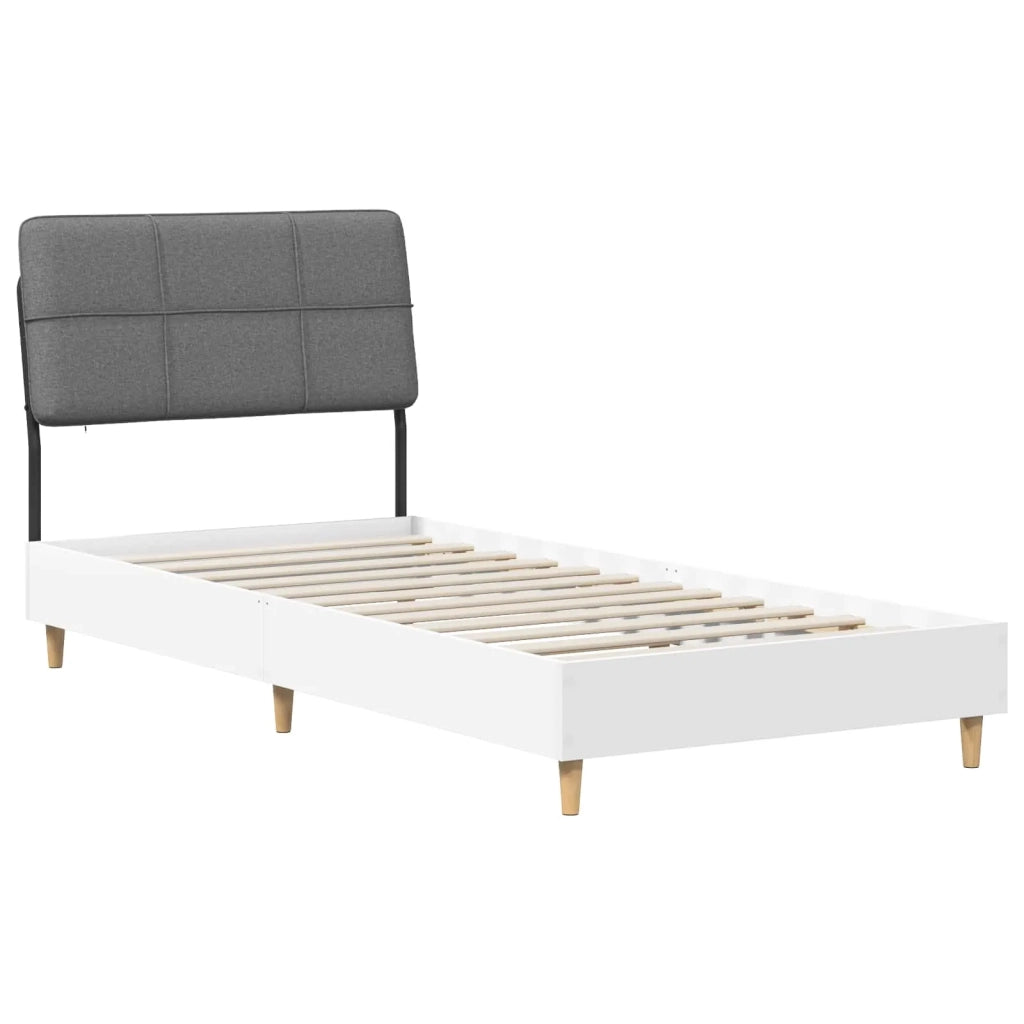 Letto singolo con testiera Bianco e Grigio Chiaro 80 x 200 cm 8003469