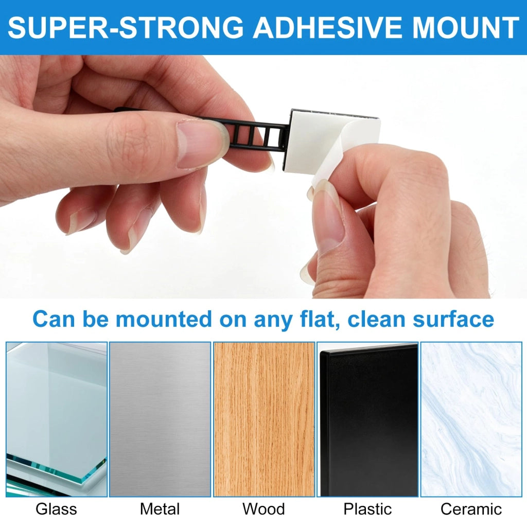 50 clip per cavi autoadesive, in nylon, colore nero, dimensioni 2,5 x 1,8 cm