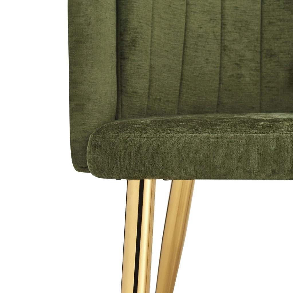 Set 6 sedie da pranzo 58,5x62x78 cm verdi, poliestere e ferro dorato