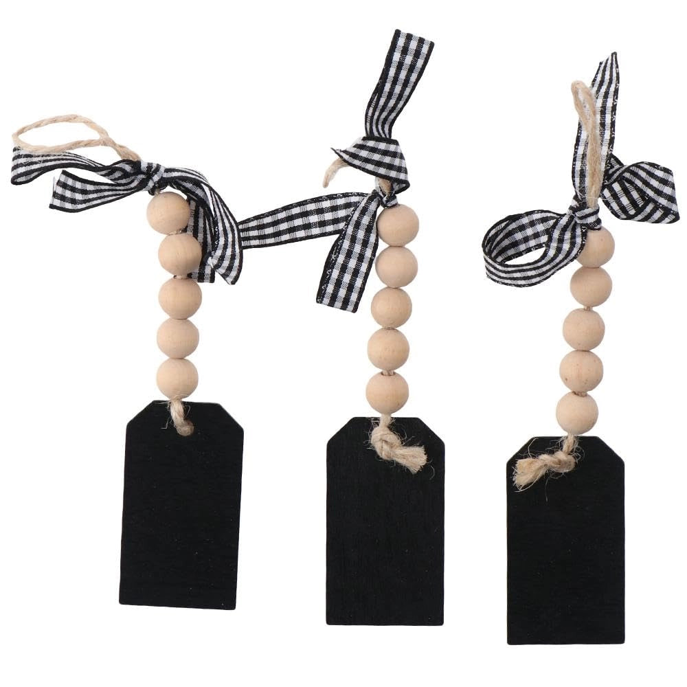 10 pezzi di catenelle in legno con pendenti lavagna, mini etichette lavagna nera, pendenti decorativi