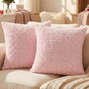 Coperte per cuscini in peluche, 60x60 cm, set da 2, colore rosa