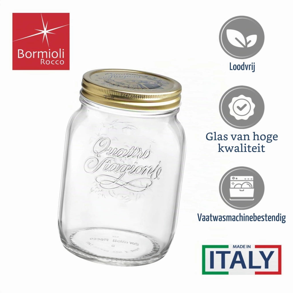 Barattolo per alimenti da 2 litri, con collo largo e coperchio, linea Quattro Stagioni Maxi