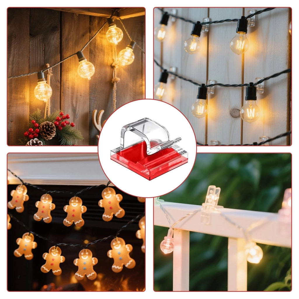 30 ganci adesivi trasparenti, extra resistenti, ideali per cavi e luci decorative