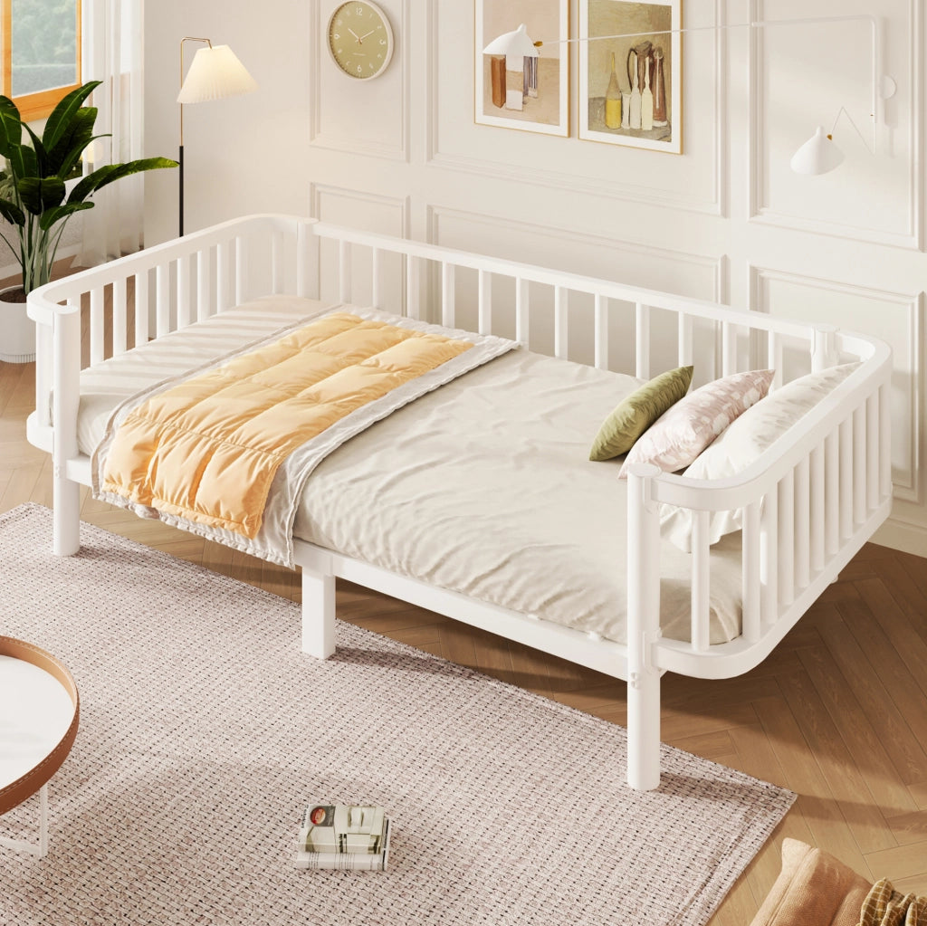 Letto divano in metallo bianco per materasso 90 x 200 cm