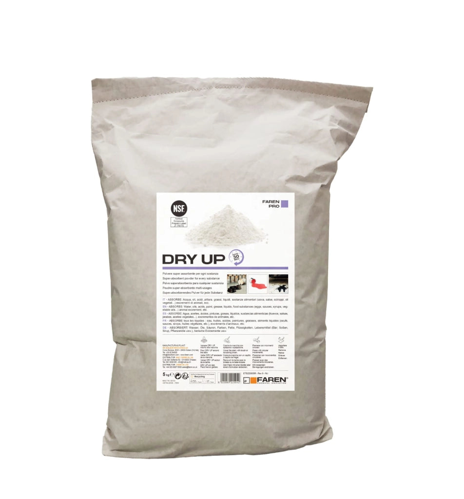 Faren dry up polvere assorbente ecologica ideale per olio, vernici, acidi 5 kg