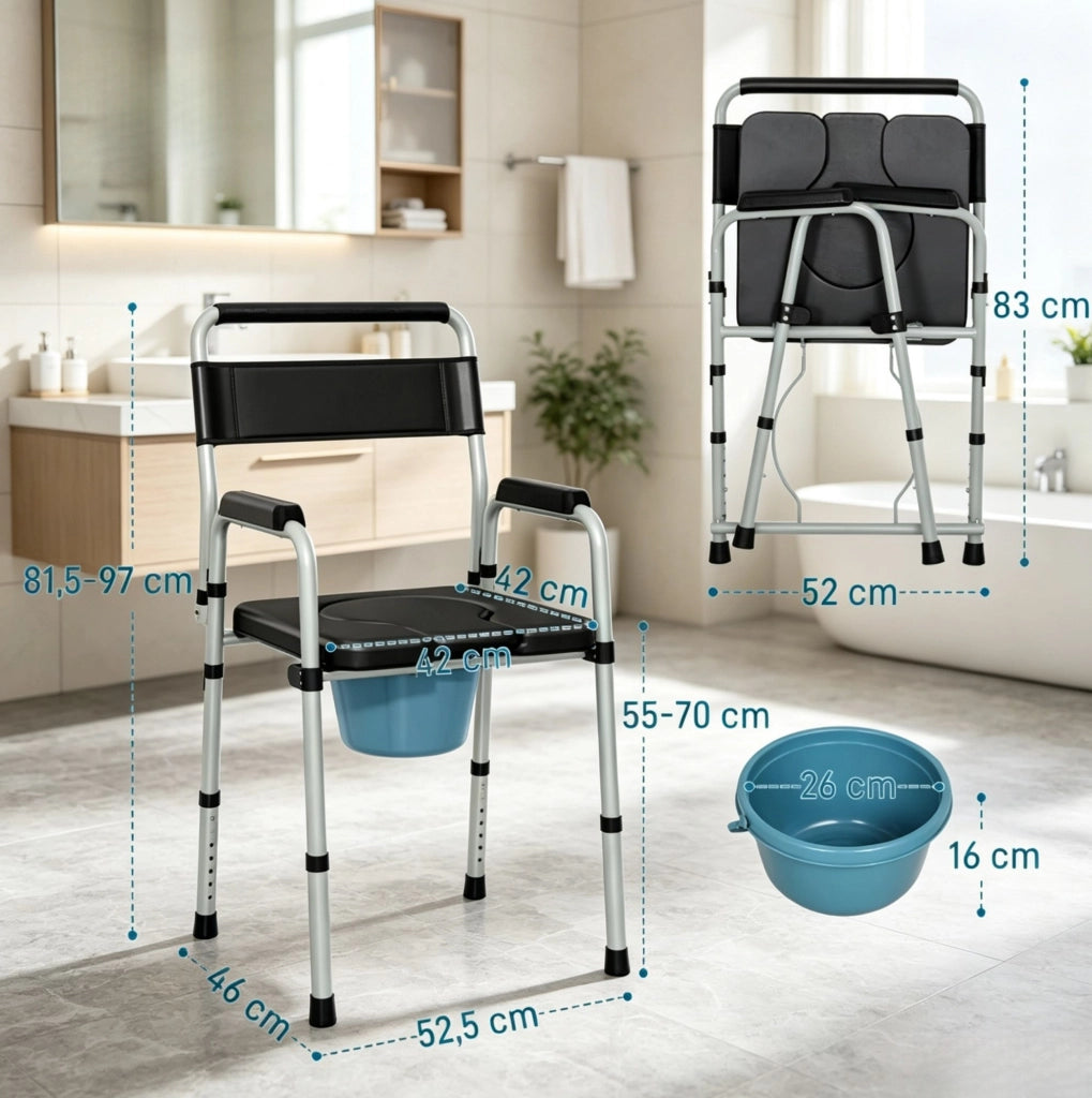 Sedia comoda pieghevole 52;5x46x81;597 cm in acciaio nero; 7 altezze