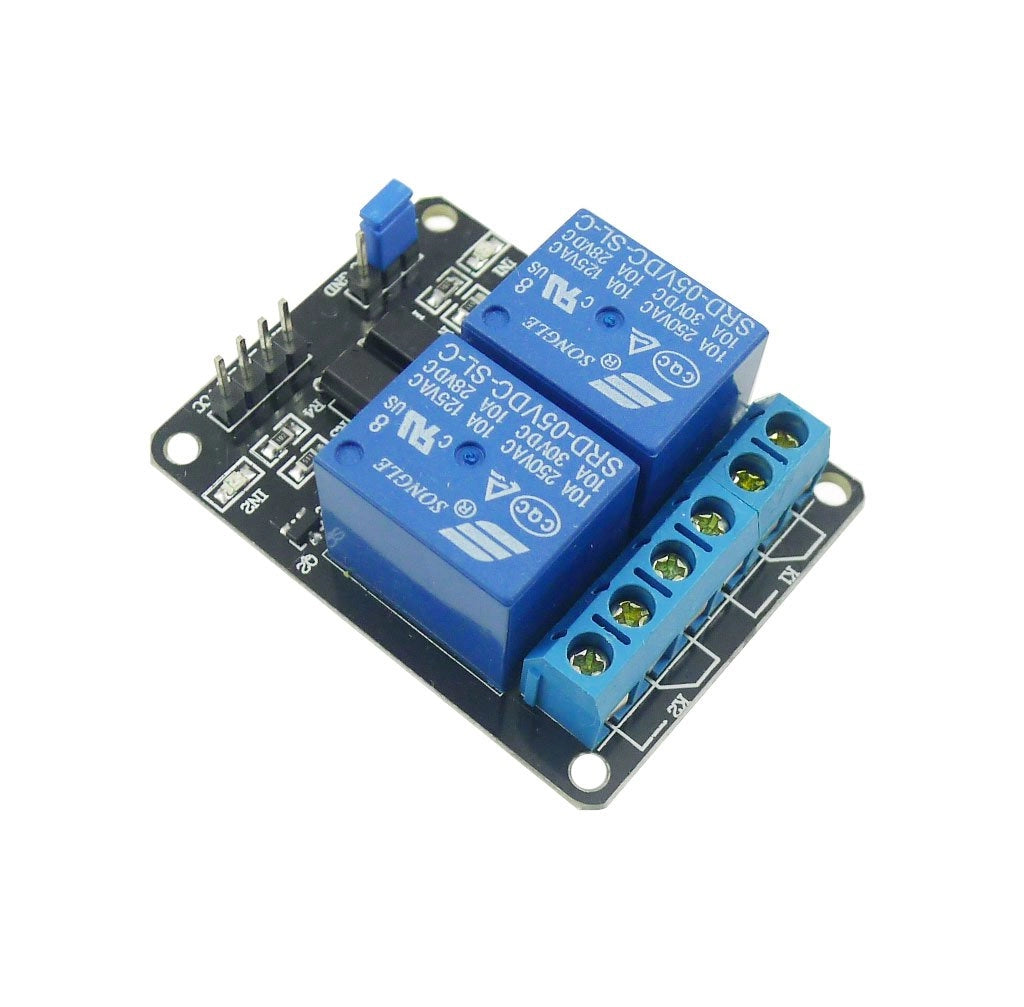 Modulo relè a 2 canali da 5V con optoaccoppiatori per Arduino