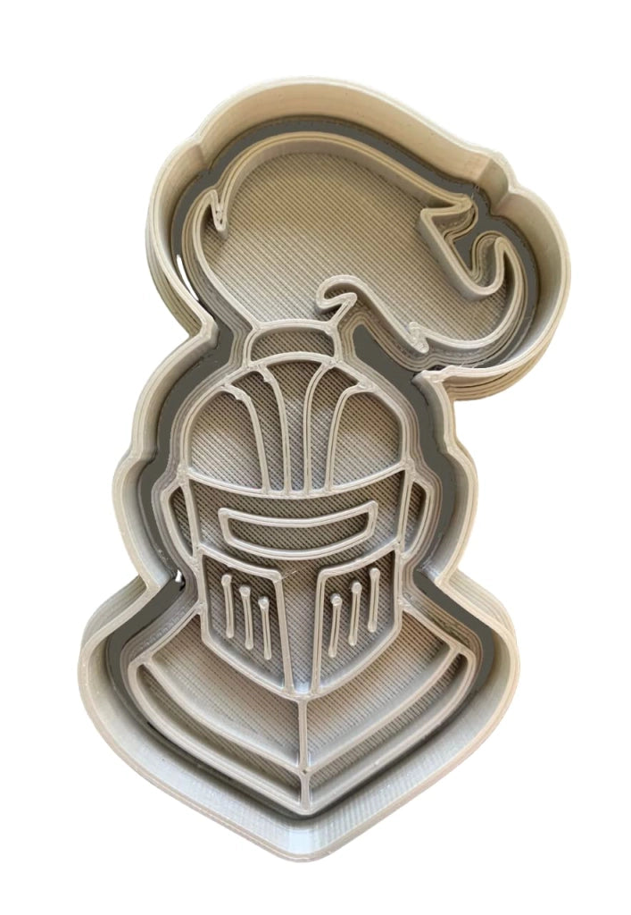 Stampo per biscotti a forma di elmo da cavaliere, 9 cm, con marchio impresso, in PLA