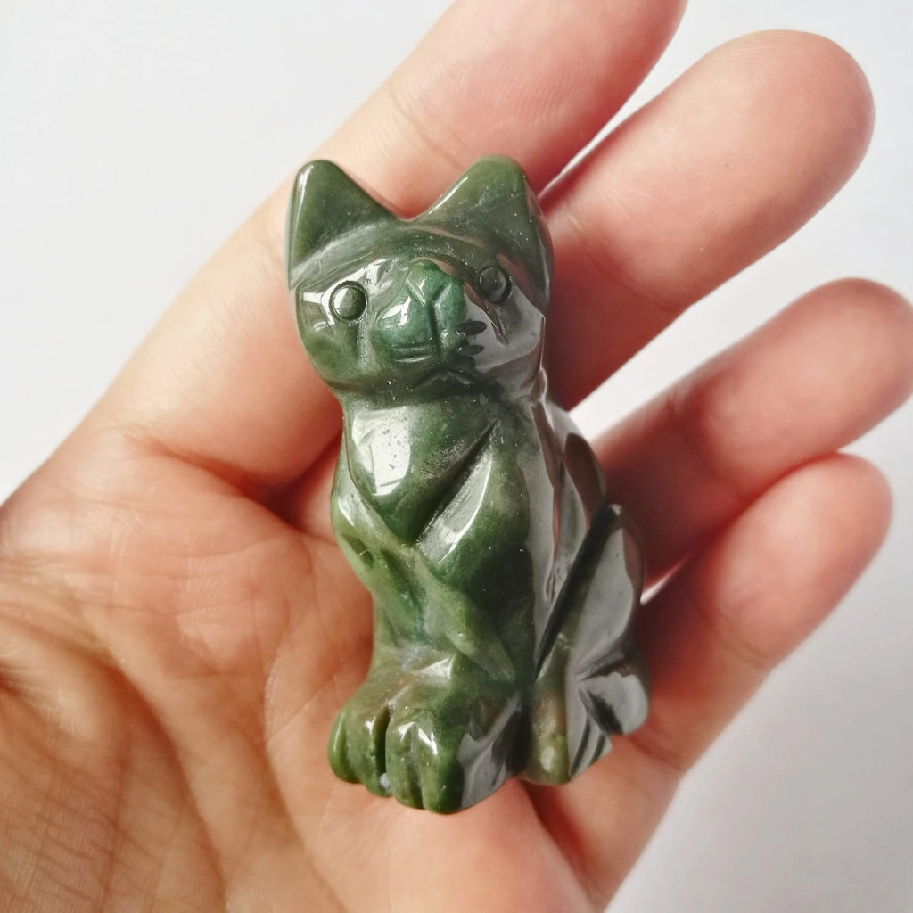 Gatto portafortuna in agata, 50 mm, statuetta in cristallo, decorazione