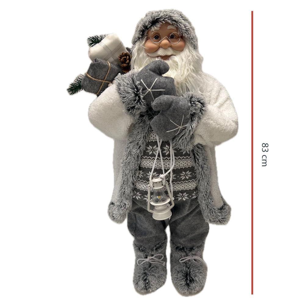 Babbo Natale, altezza 83 cm, bianco, con maglione natalizio, taglia L