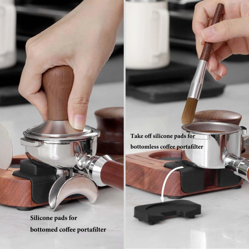 Base in legno per pressare il caffè, compatibile con accessori per espresso da 51-58 mm, adatta a diverse macchine