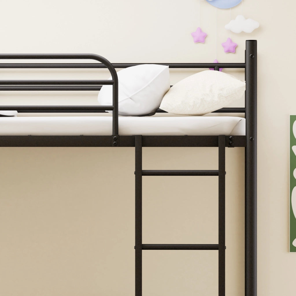 LETTO A CASTELLO 90x190 cm in Acciaio Nero con Scala Antiscivolo