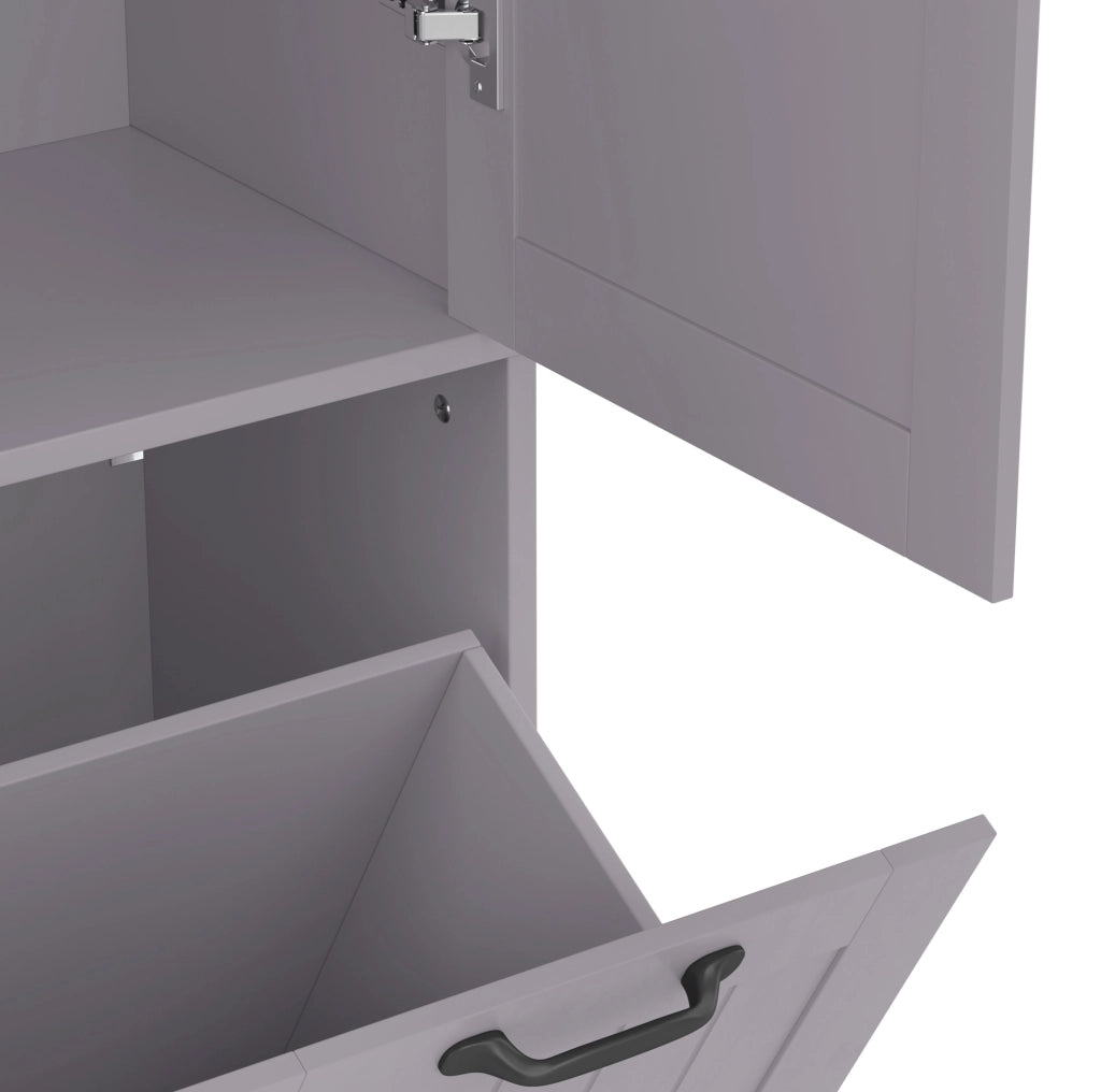 Mobile da bagno in MDF grigio 78x35x172 cm con doppio cestino per biancheria e ripiani regolabili