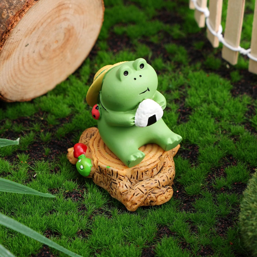 2 piccole statuette a forma di rana, in resina, divertenti, adatte per il giardino e la scrivania