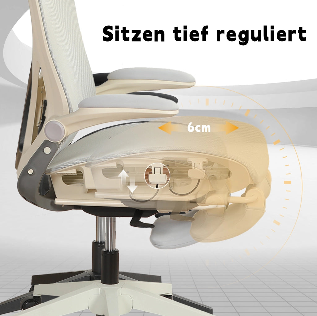 Sedia da ufficio pieghevole in rete grigia con poggiatesta 3D