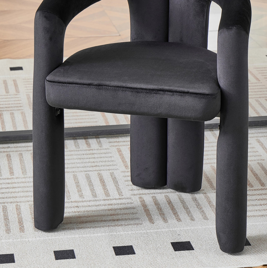 Set di 2 sedie da pranzo in velluto nero con braccioli, portata 150 kg