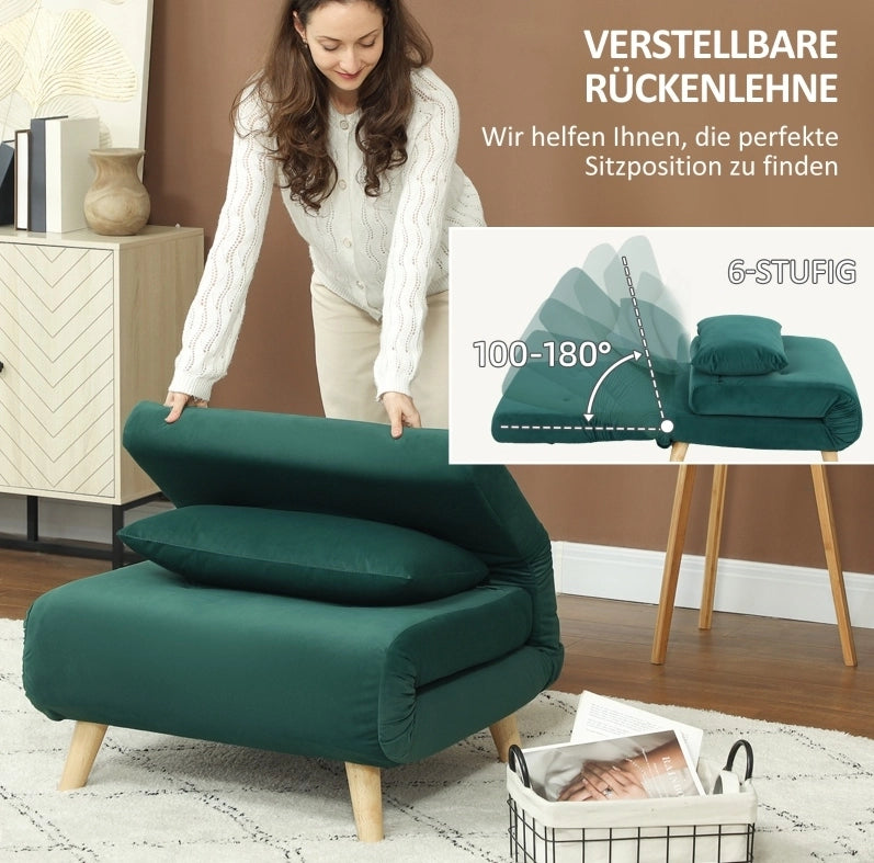 Poltrona letto 3 in 1 verde scuro con schienale regolabile