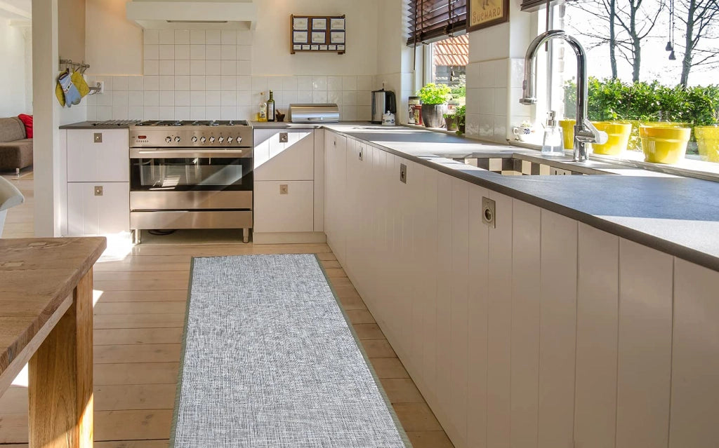 Tappeto in vinile intrecciato, dimensioni 60x110 cm, colore beige o ocra