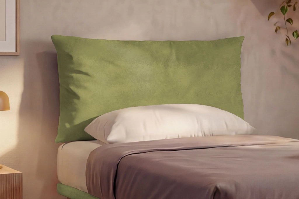 Letto Singolo con Rete Rivestita 80x190 cm Microfibra Tè Verde Tessis Testata Soft
