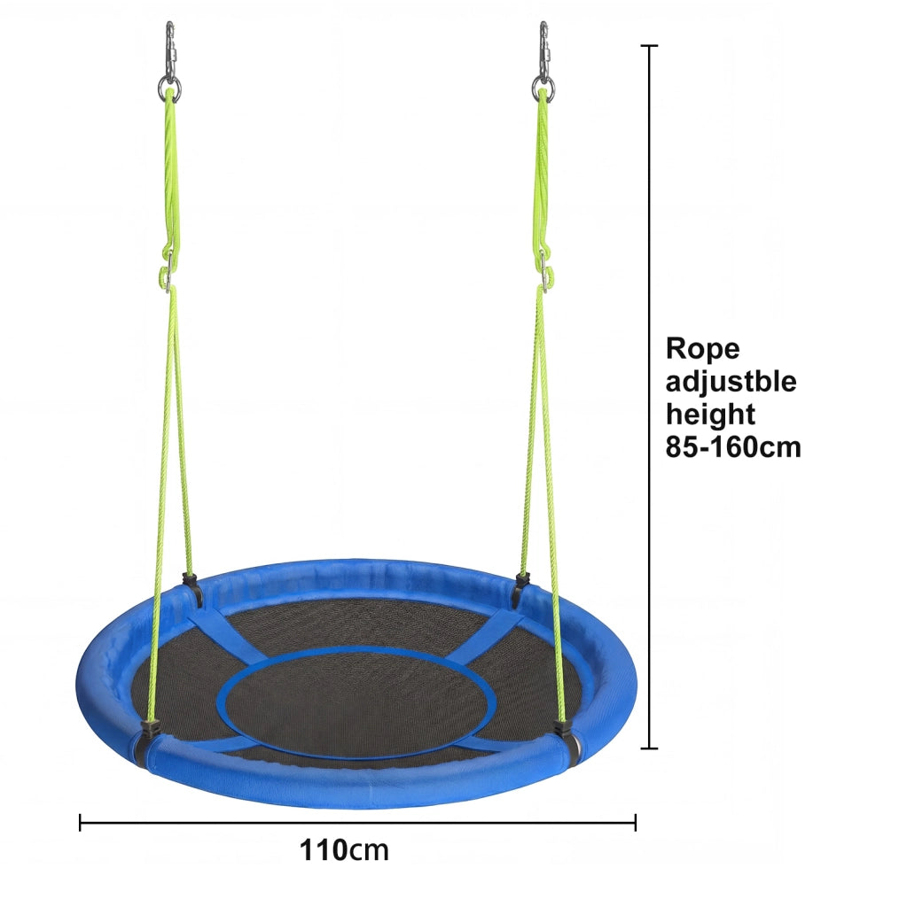 Altalena rotonda blu da 110 cm con telaio in acciaio