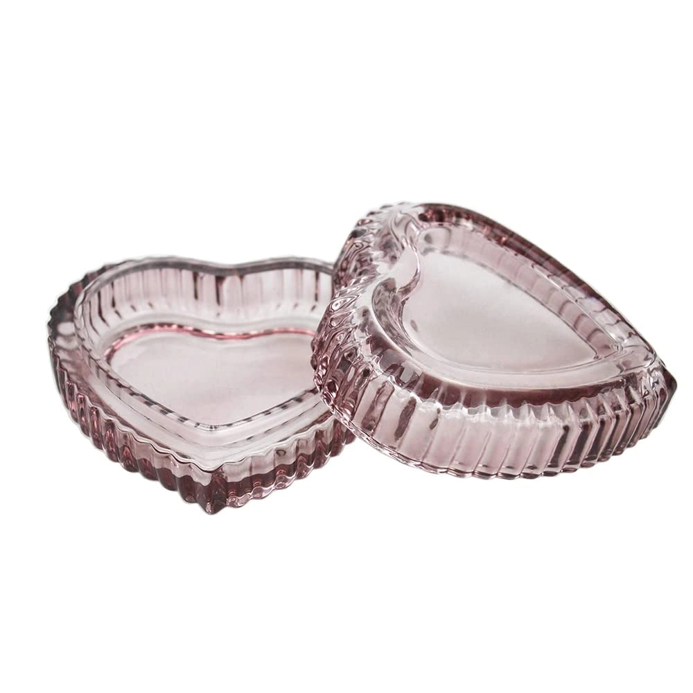 Contenitore in vetro cristallo a forma di cuore, con coperchio, 8,9 cm