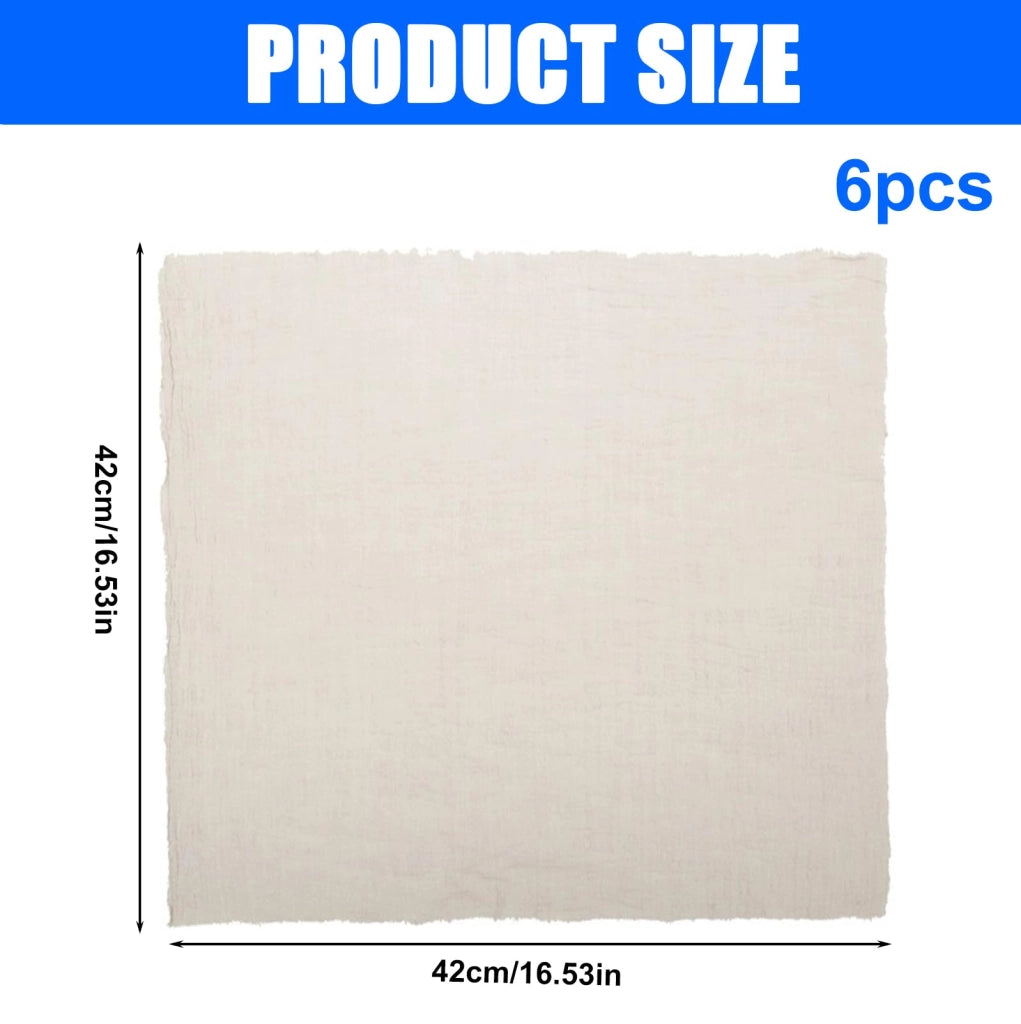 Set di 6 tovaglioli in tessuto di cotone, color beige, 42x42 cm