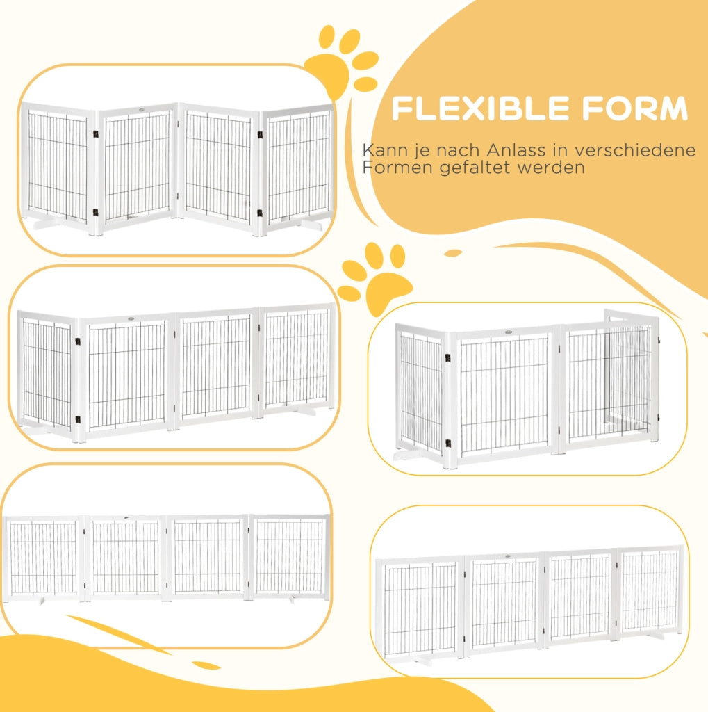 Cancelletto di sicurezza per cani 305 x 35,5 x 82 cm in legno bianco e acciaio