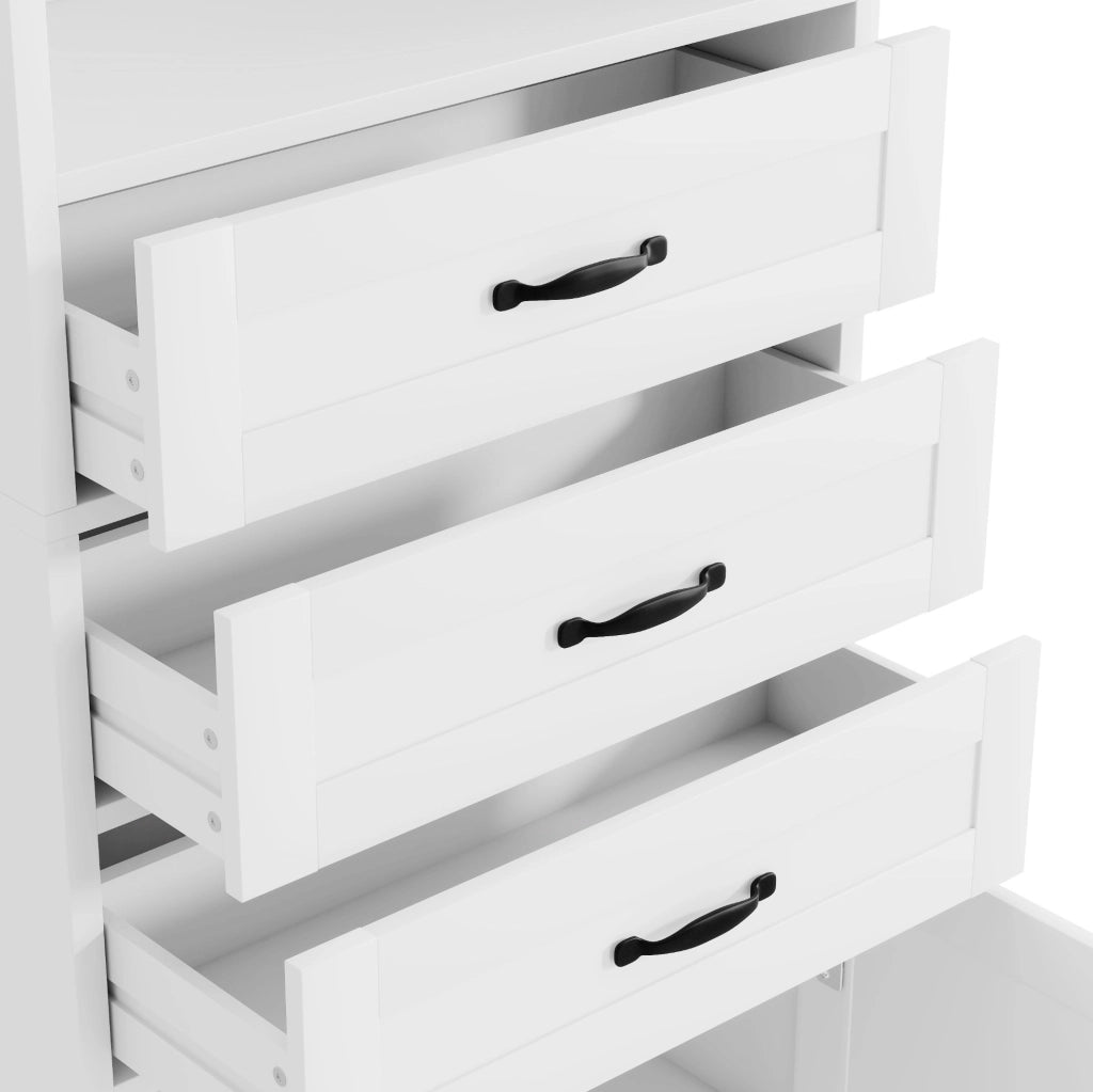 Mobiletto bagno 56 x 25,6 x 167 cm in MDF bianco, 3 cassetti