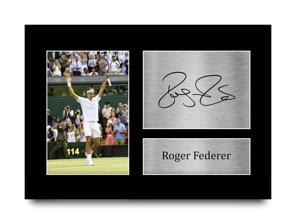 Stampa A4 con autografo di Roger Federer, dimensioni 29,7x21 cm