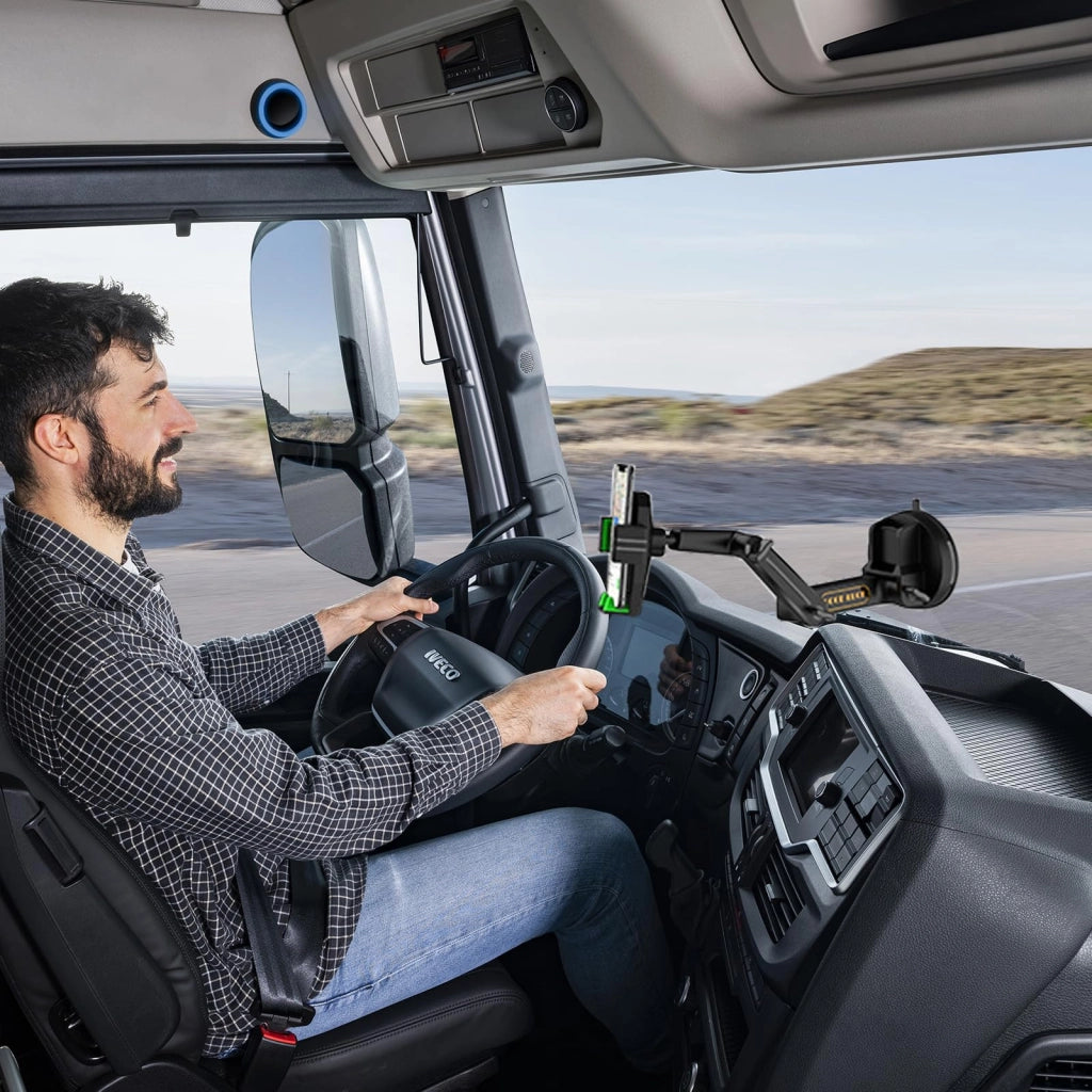 Supporto per smartphone per camion, girevole a 360°, con ventosa, colore nero