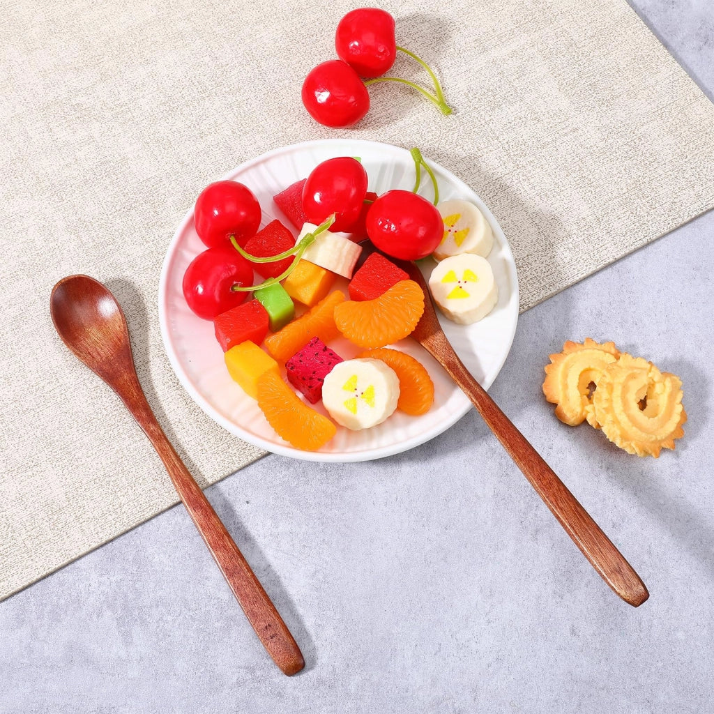 Set di 2 cucchiaini in legno di padauk, lunghezza 19 cm, realizzati a mano