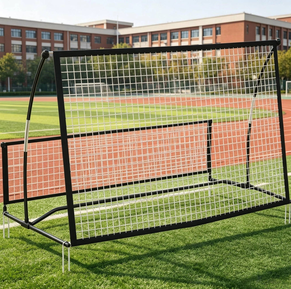 Rete da rimbalzo per calcio pieghevole a due lati, nera