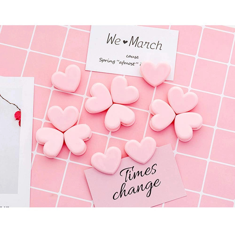 20 piccoli clip a forma di cuore in plastica, color rosa, dimensioni 3,2 x 2,5 cm