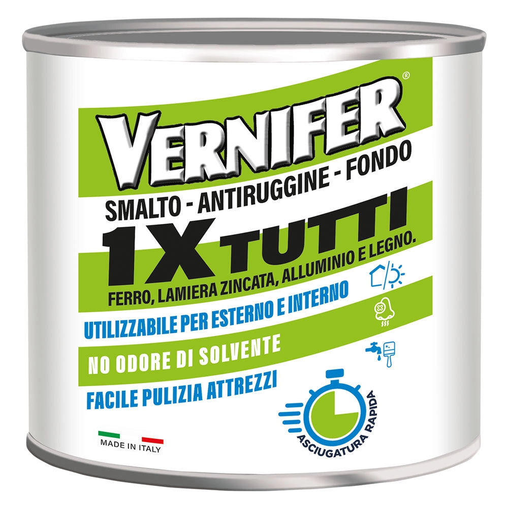 VERNICE ANTIRUGGINE ACRILICA 'VERNIFER 1 X TUTTI' Ml. 500 - nero satinato (4604)