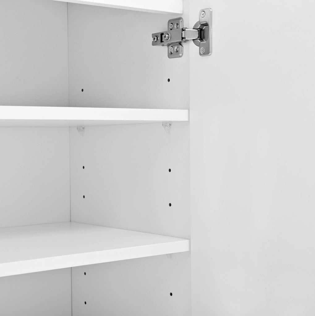 Scarpiera bianca con 2 cassetti, ripiani regolabili e luce LED