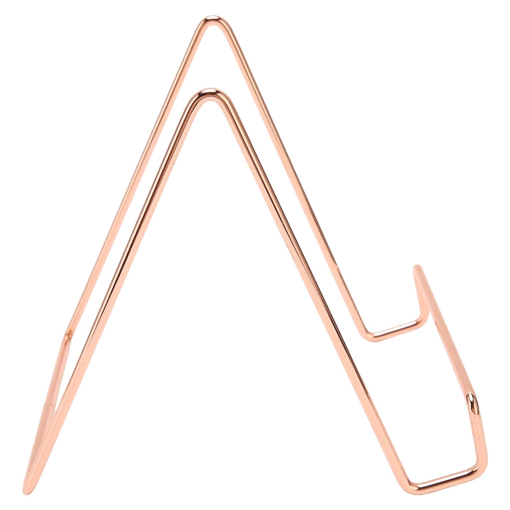 Portaoggetti in ferro, supporto da tavolo per libri, tablet, CD, finitura oro rosa
