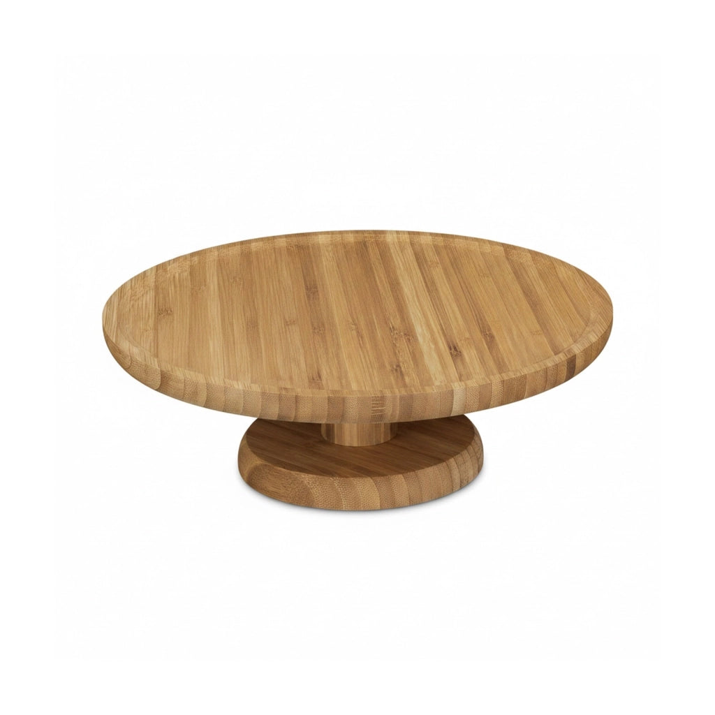 Piatto per torte rotondo in bambù, con piedistallo, diametro 33 cm, colore naturale