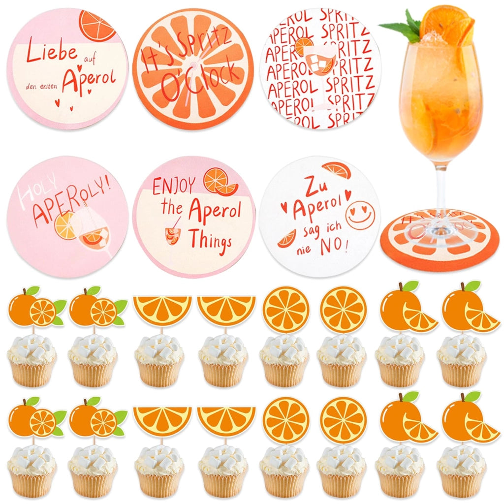 6 sottobicchieri in feltro con logo Aperol, diametro 10 cm, accessori per cocktail