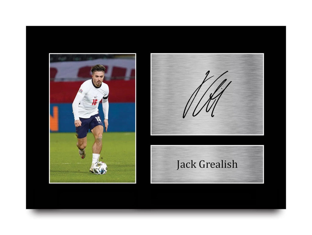 A4, ritratto di Jack Grealish, nazionale inglese – autografato a mano, stampato, per i fan