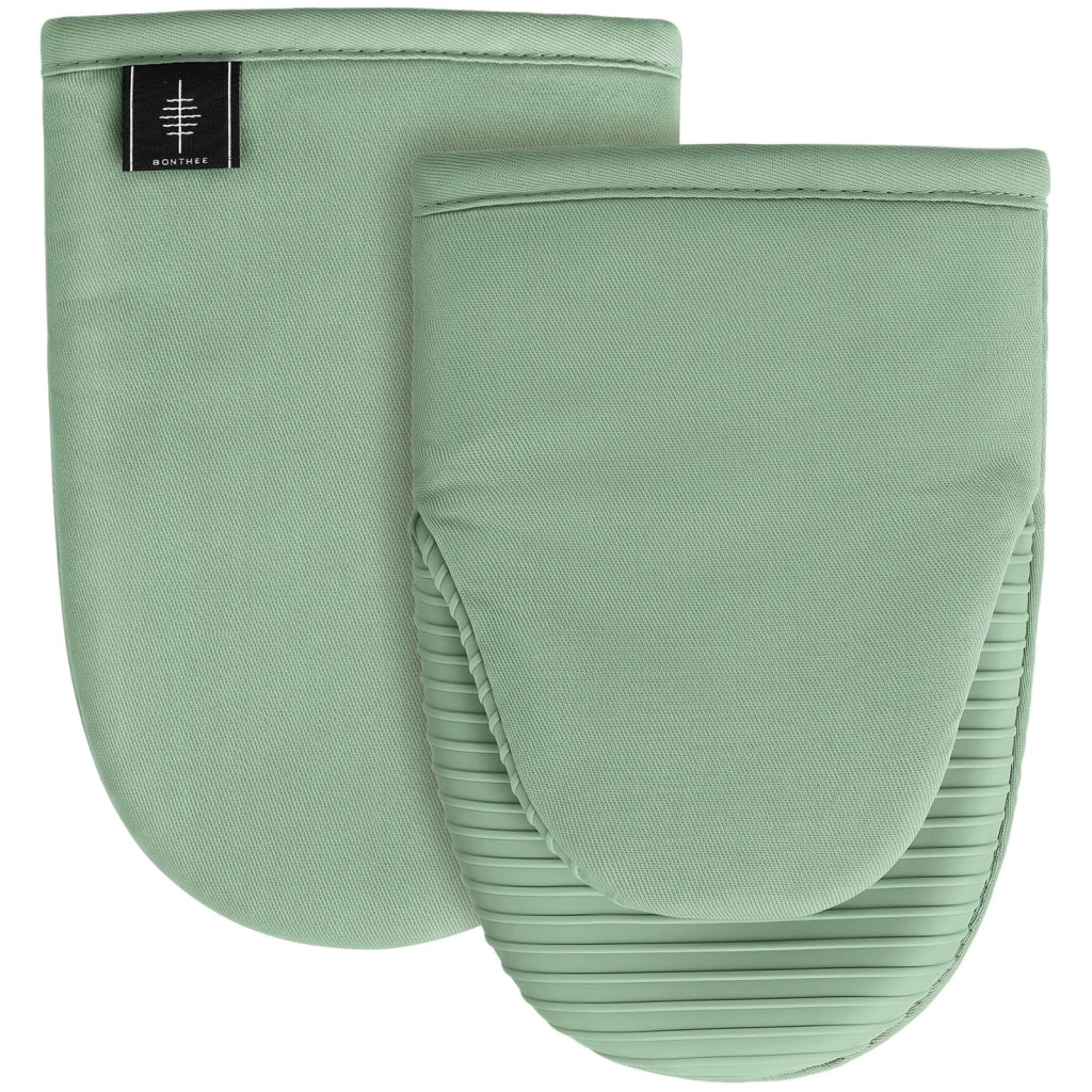 Guanti da forno in silicone, set da 2, colore verde, resistenti al calore fino a 250 °C