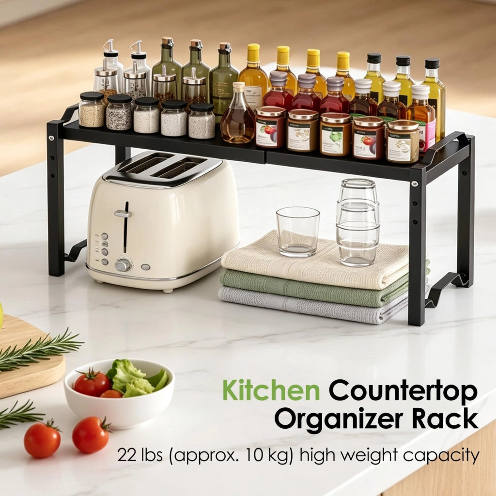 Ripiano estraibile per cucina, metallo, nero, da 30 a 54 cm