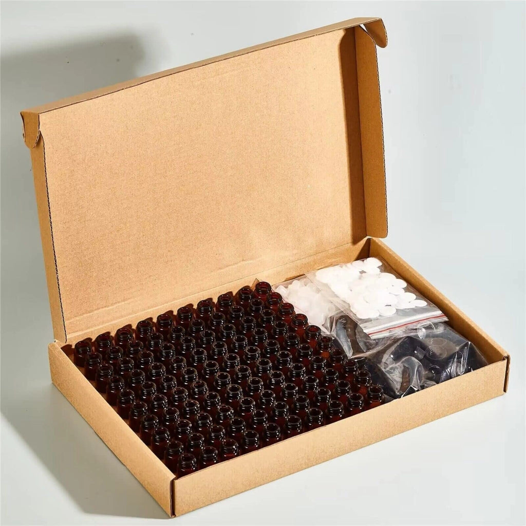 Piccole bottiglie di vetro, 100 pezzi, capacità 3 ml, con tappi a chiusura ridotta