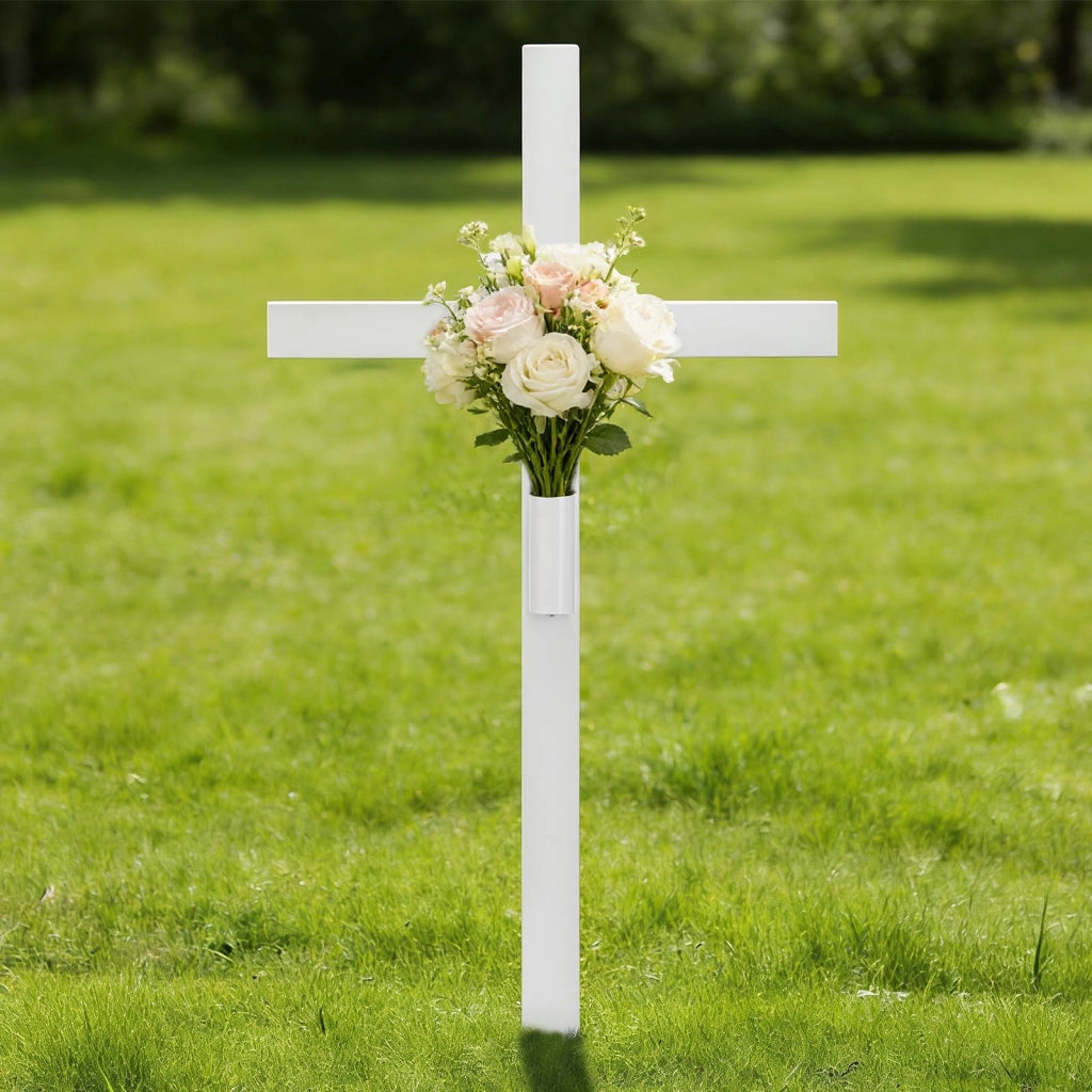 Croce commemorativa in ferro, dimensioni 56,3 x 30,7 cm, adatta per tombe e giardini