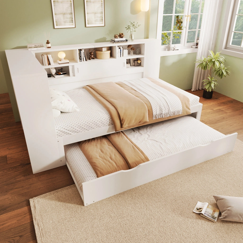 Letto singolo bianco 90x200 cm con letto estraibile