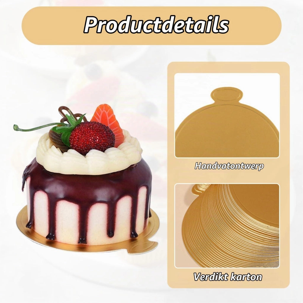 100 basi rotonde per torte, in cartone, diametro 8 cm, color oro